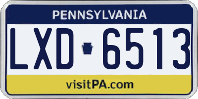 PA license plate LXD6513