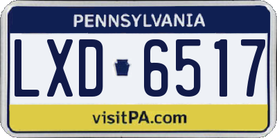 PA license plate LXD6517