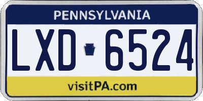PA license plate LXD6524