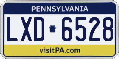 PA license plate LXD6528