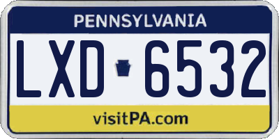 PA license plate LXD6532