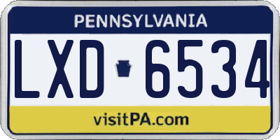 PA license plate LXD6534
