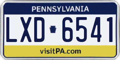 PA license plate LXD6541