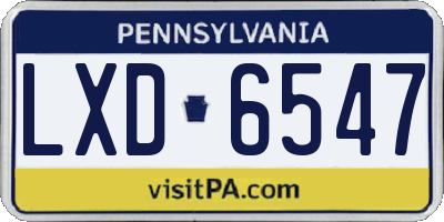 PA license plate LXD6547