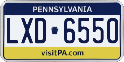 PA license plate LXD6550