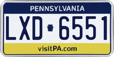 PA license plate LXD6551