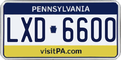 PA license plate LXD6600