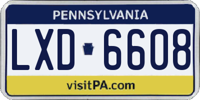 PA license plate LXD6608