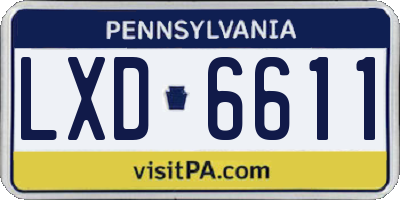 PA license plate LXD6611