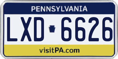 PA license plate LXD6626