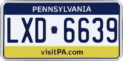 PA license plate LXD6639