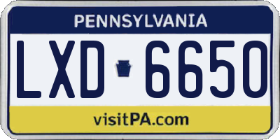 PA license plate LXD6650