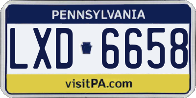 PA license plate LXD6658