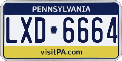 PA license plate LXD6664