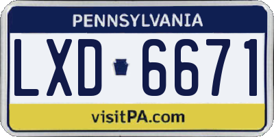 PA license plate LXD6671