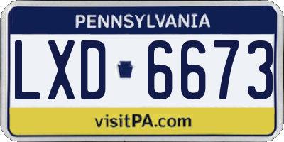 PA license plate LXD6673