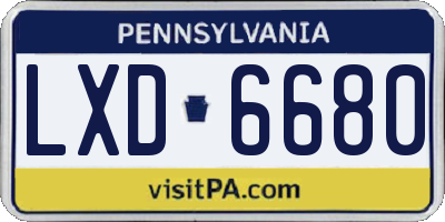 PA license plate LXD6680