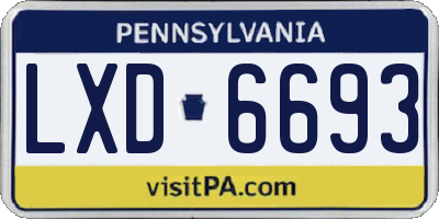 PA license plate LXD6693