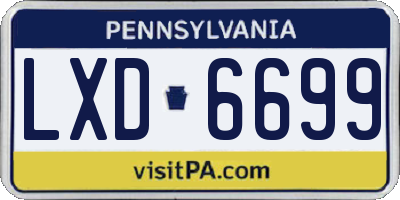 PA license plate LXD6699