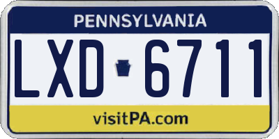 PA license plate LXD6711