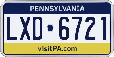 PA license plate LXD6721