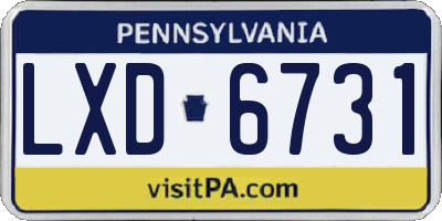 PA license plate LXD6731