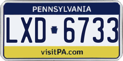 PA license plate LXD6733