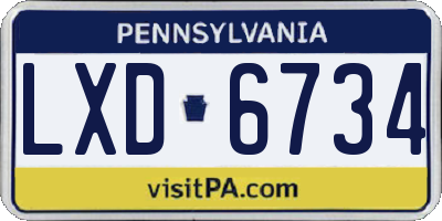PA license plate LXD6734