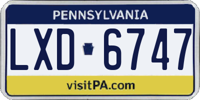 PA license plate LXD6747