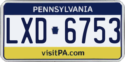 PA license plate LXD6753