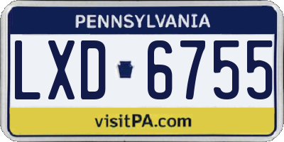 PA license plate LXD6755