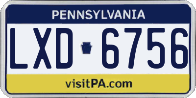 PA license plate LXD6756