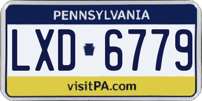 PA license plate LXD6779