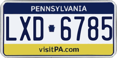 PA license plate LXD6785