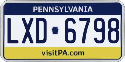 PA license plate LXD6798