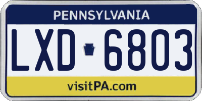 PA license plate LXD6803