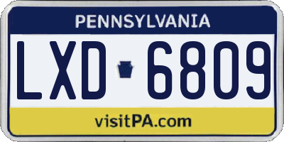 PA license plate LXD6809
