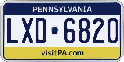 PA license plate LXD6820