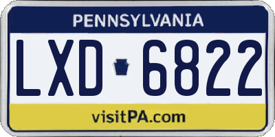 PA license plate LXD6822