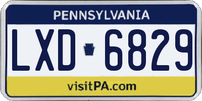 PA license plate LXD6829