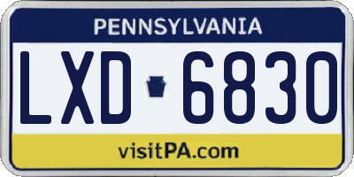PA license plate LXD6830