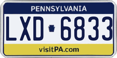 PA license plate LXD6833