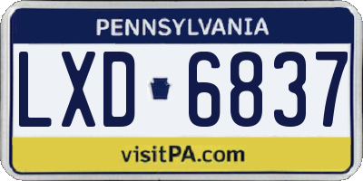 PA license plate LXD6837