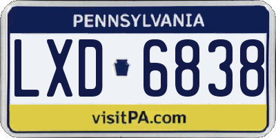 PA license plate LXD6838