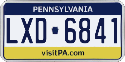 PA license plate LXD6841