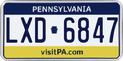PA license plate LXD6847