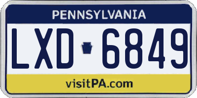 PA license plate LXD6849
