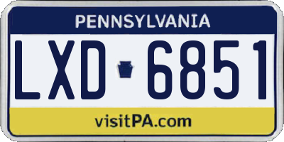 PA license plate LXD6851