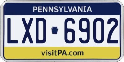 PA license plate LXD6902