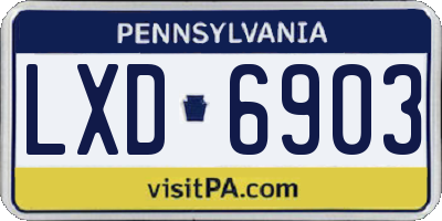PA license plate LXD6903